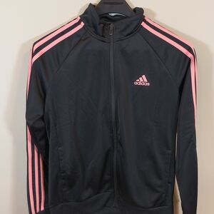 Adidas Women's Black Bomber Jacket with Pink Accents